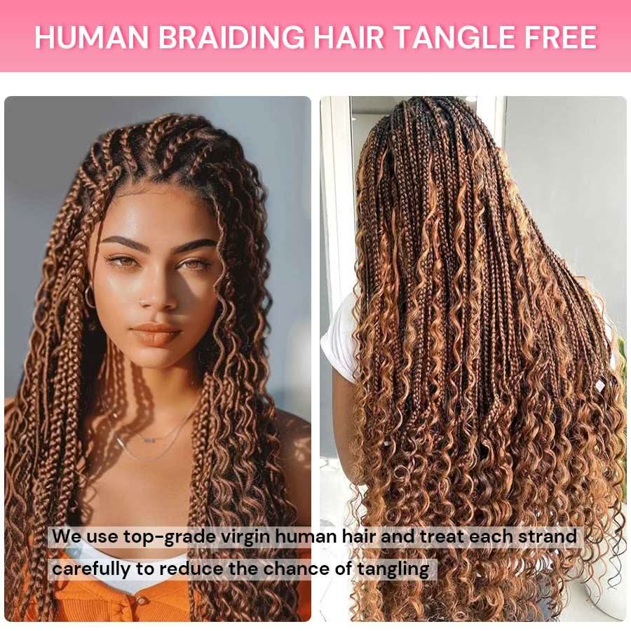 WOWANGEL #27/#30/99J/Brown/Jet Black Color Human Braiding Hair For Boho Braids Deep Wave 100g - Image 4