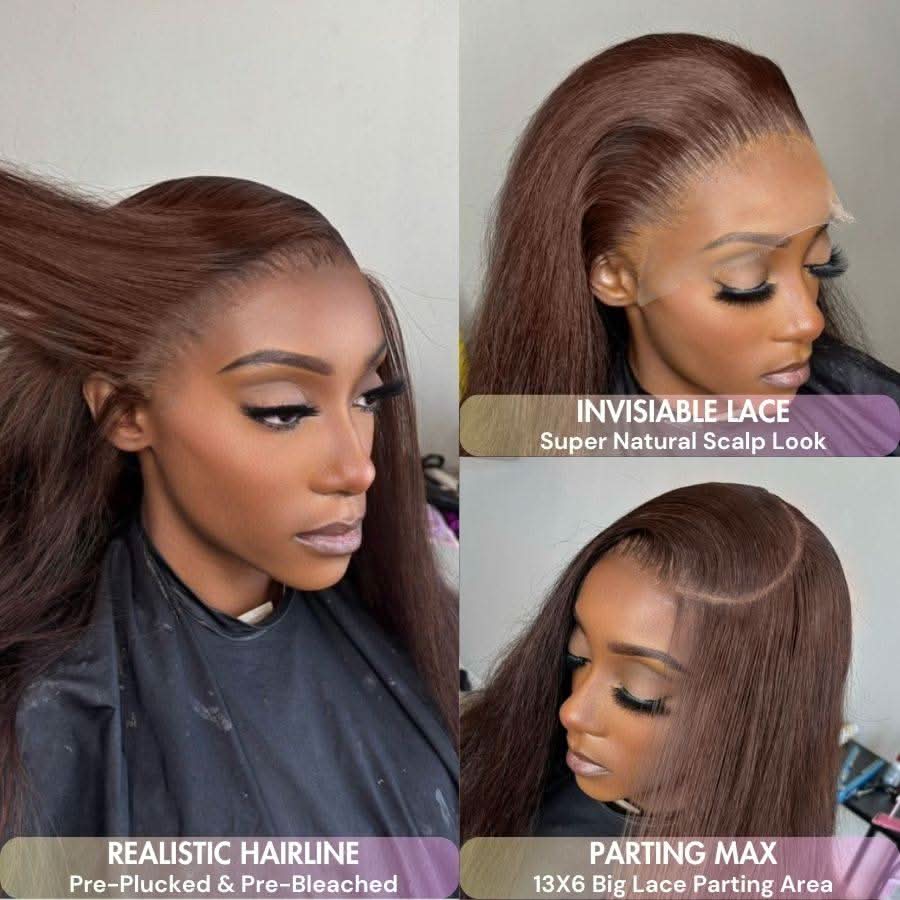 WOWANGEL #4 Dark Brown Color 13X6 HD Lace Front Wigs Body Wave - Image 4