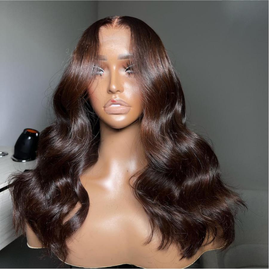 WOWANGEL #4 Dark Brown Color 13X6 HD Lace Front Wigs Body Wave - Image 3