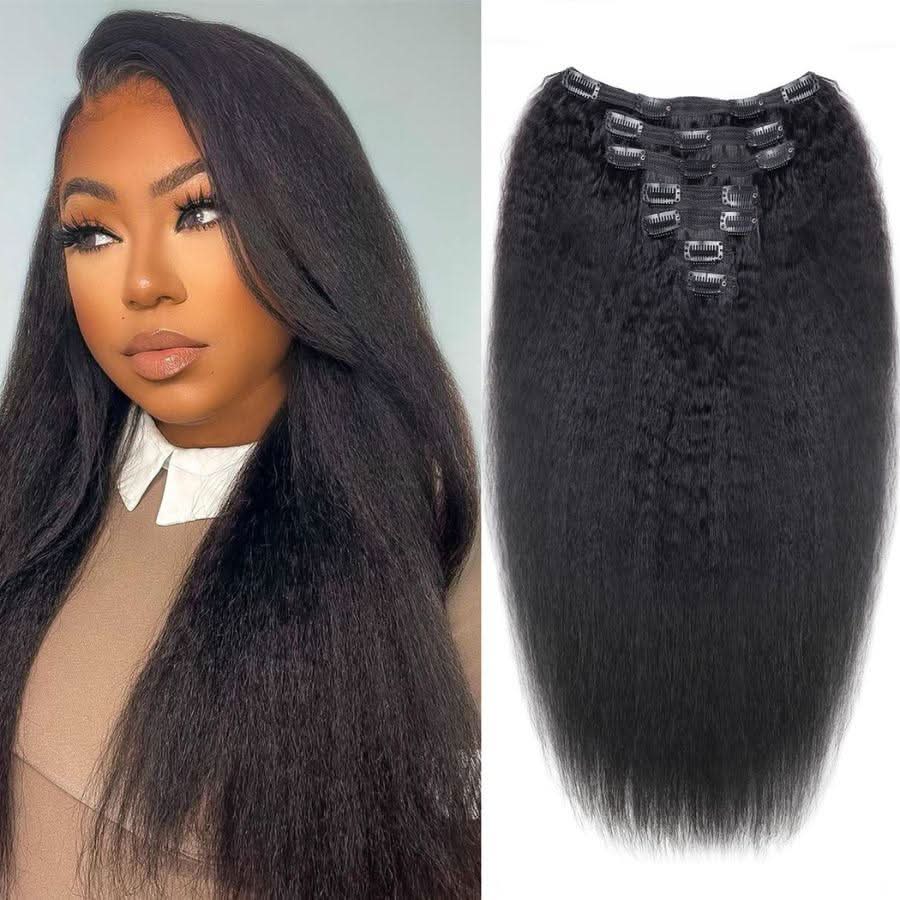 WOWANGEL Classic Lace Weft Clip Ins Hair Extensions Straight/Body Wave/Kinky Straight/Kinky Curly - Image 7