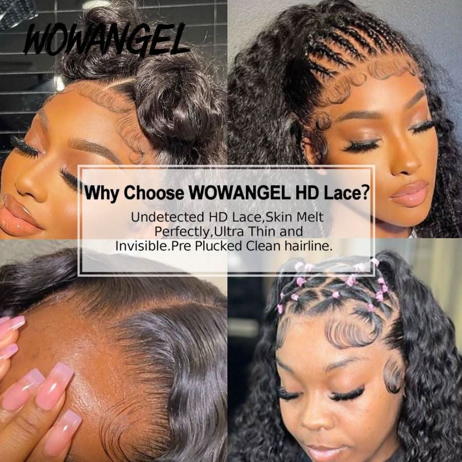 WOWANGEL 13x6 HD Lace Full Frontal Wig Water Wave Clean Hairline - Image 5