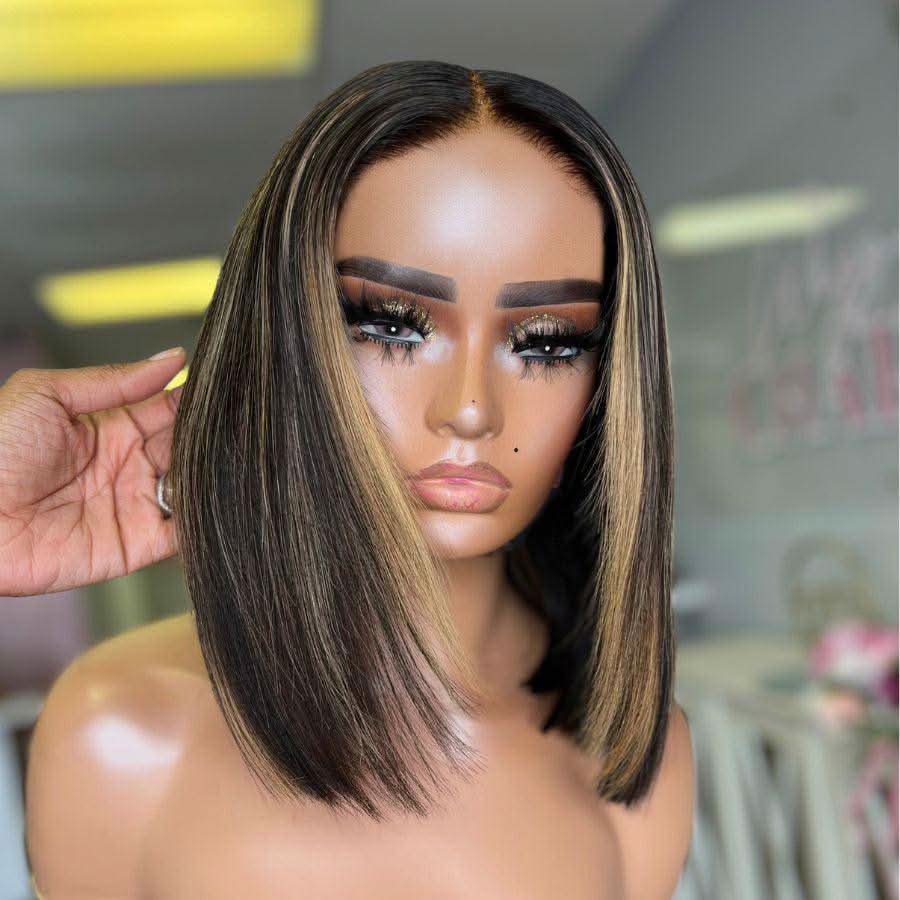 WOWANGEL Highlight Straight Short Bob Wig 5x5 HD Lace Closure Glueless Wig - Image 4