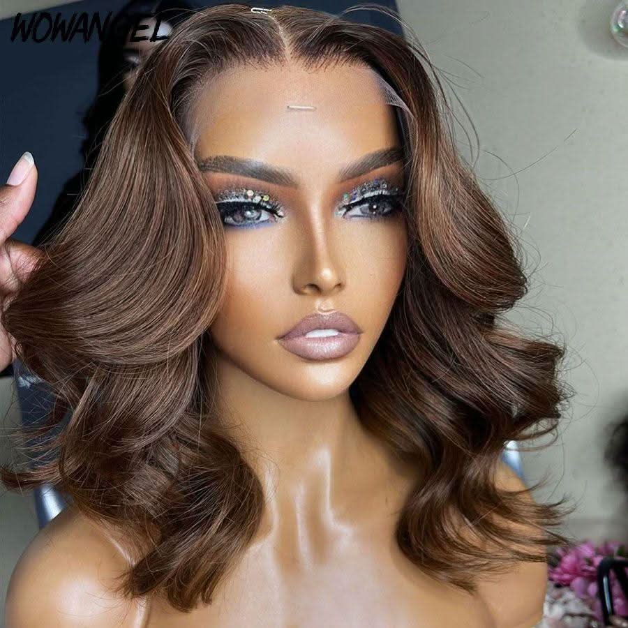 WOWANGEL Light Brown 13x6 Skinlike Real HD Lace Wig Short Wave BOB - Image 3