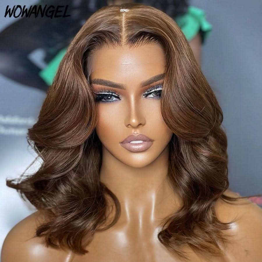 WOWANGEL Light Brown 13x6 Skinlike Real HD Lace Wig Short Wave BOB - Image 4