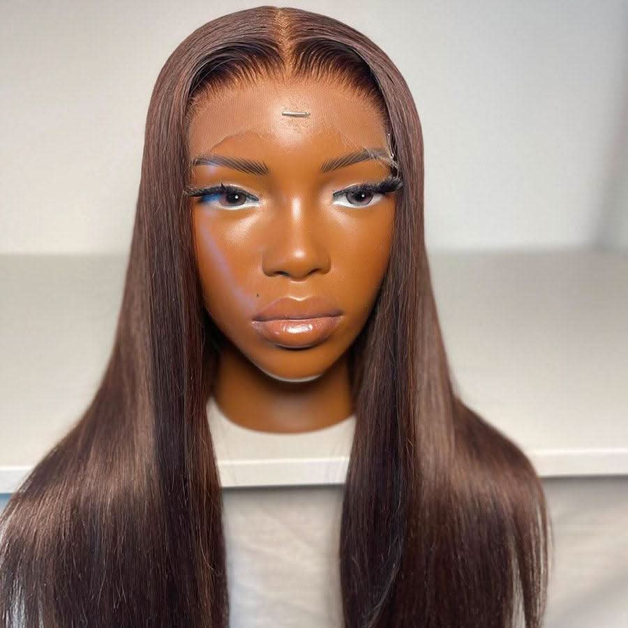 WOWANGEL Straight #4 Dark Brown Color 13X6 HD Lace Front Wigs - Image 3