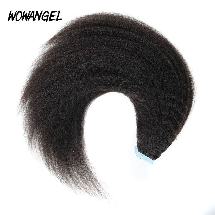 WOWANGEL Tape in Hair Extensions Kinky Straight Natural Black Human Hair 40pcs 100g - Image 7