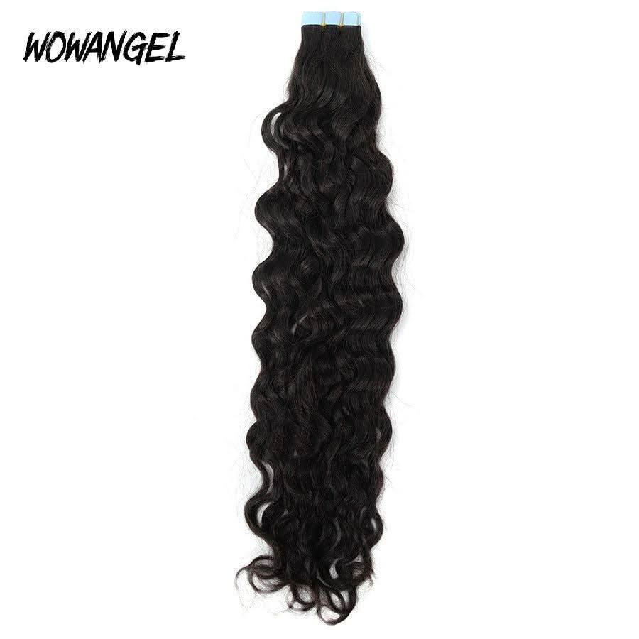 WOWANGEL Tape in Hair Extensions Nature Wave Natural Black Human Hair 40pcs 100g - Image 5