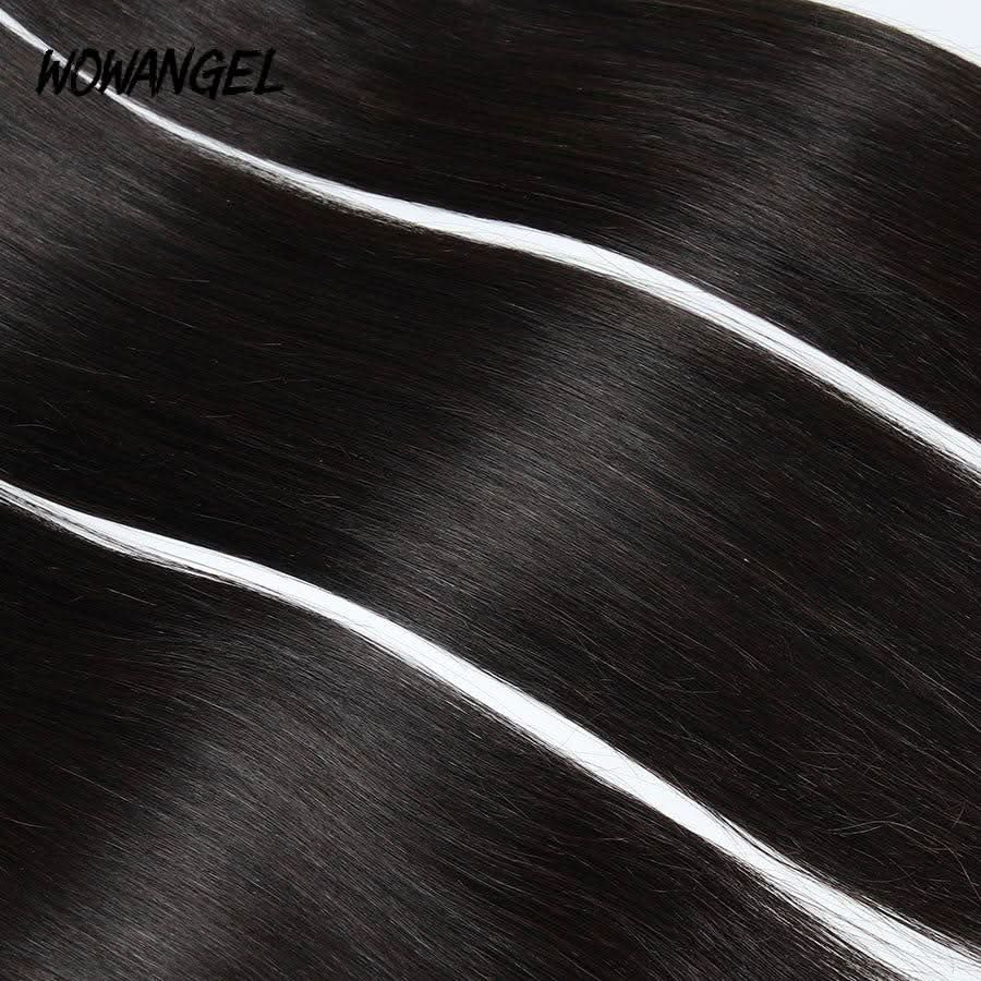 WOWANGEL Tape in Hair Extensions Straight Natural Black Human Hair 40pcs 100g - Image 6
