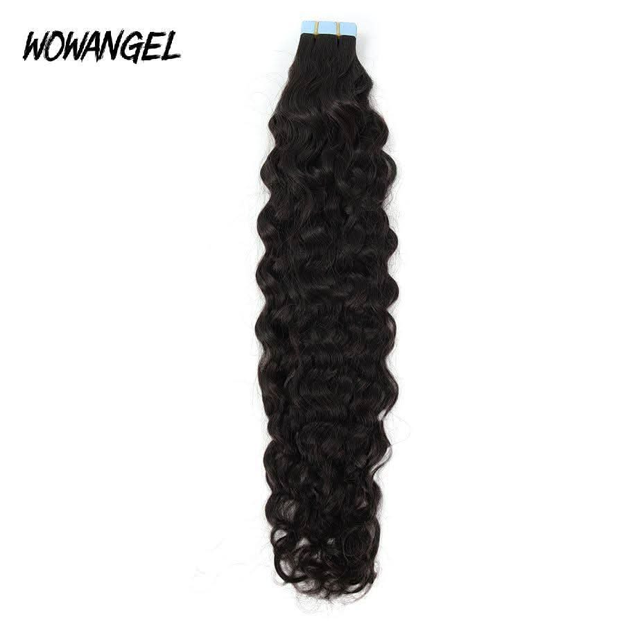 WOWANGEL Tape in Hair Extensions Water Wave Natural Black Human Hair 40pcs 100g - Image 5